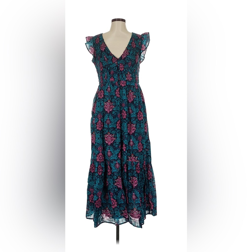 Anthropologie The Peregrine Blue and Pink Floral Midi Dress - Picture 2 of 5
